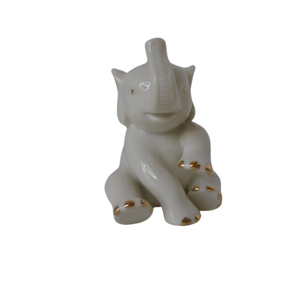 Lenox Small Baby Elephant Porcelain Figurine 24kt Gold Trimmed 2.75 Inches Tall - Picture 2 of 9